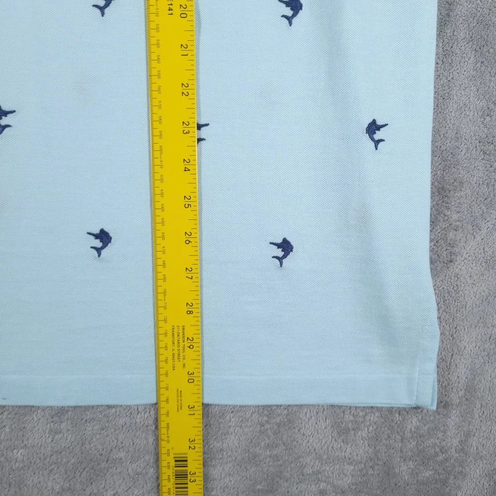 Ralph Lauren Polo Shirt Mens XL Blue Knit Oxford Short Sleeve Marlin Embroidered